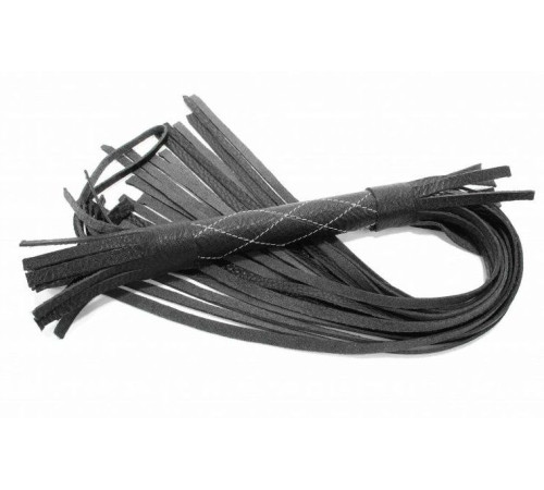 Аккуратная чёрная плетка  из натуральной кожи - 60 см.