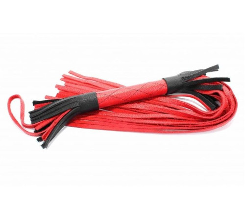 Красно-черная плетка из натуральной кожи - 60 см.