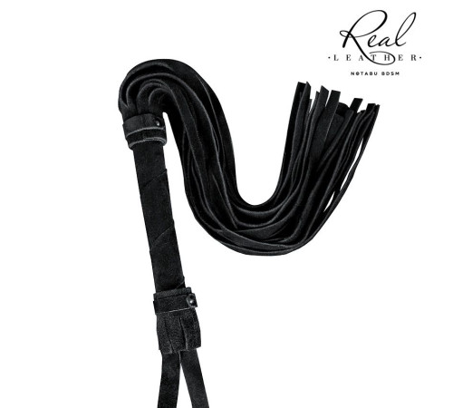 Черная кожаная плеть - 55 см.
