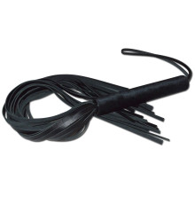 Чёрная кожаная плеть с жесткой ручкой - 63 см.