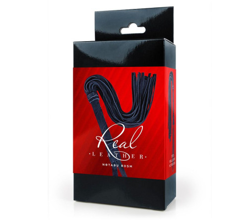 Черная кожаная плеть - 55 см.