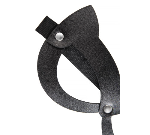 Черная открытая маска с ушками кошки