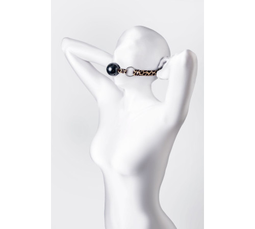 Черный кляп-шар на леопардовых ремешках Anonymo