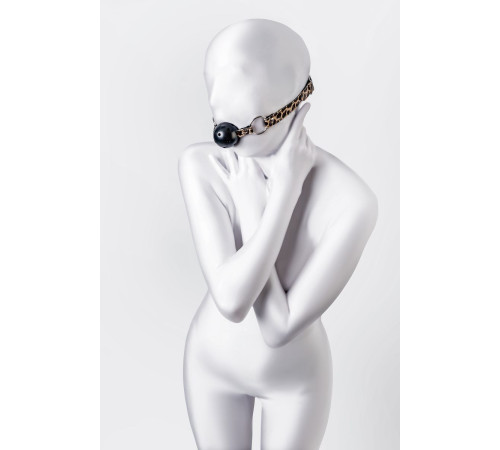 Черный кляп-шар на леопардовых ремешках Anonymo