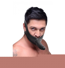 Черный кляп-страпон Masters Mini Face Fuck Strap-On - 14 см.