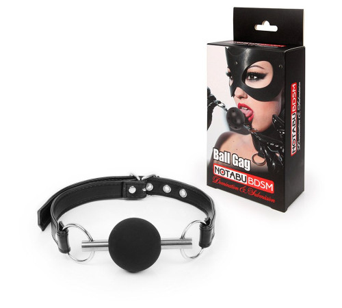 Черный силиконовый кляп-шарик на ремешке