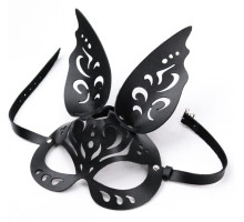 Черная ажурная маска  Зайка  с ушками