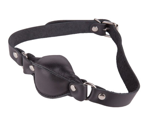 Чёрный кожаный кляп на регулируемых ремешках