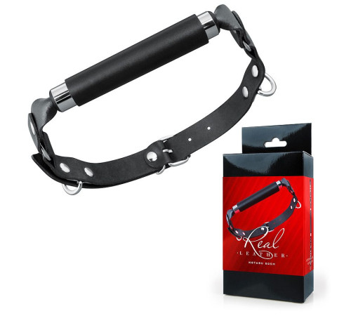 Черный кожаный кляп-трензель