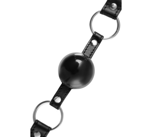 Черный кляп-шар на кожаных ремешках Anonymo