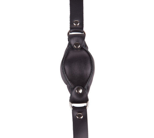 Чёрный кожаный кляп на регулируемых ремешках