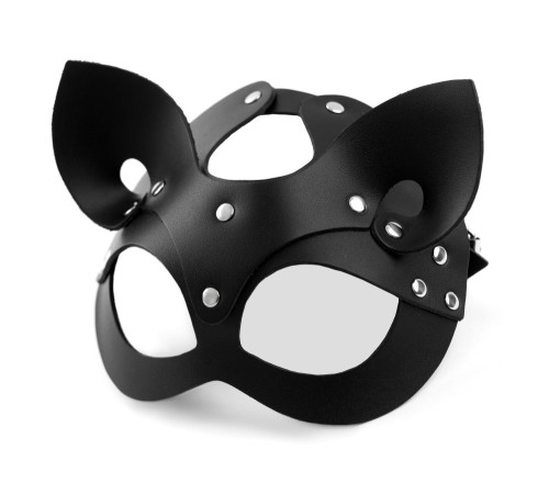 Эффектная кожаная маска кошки с ушками