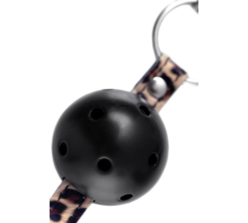 Черный кляп-шар на леопардовых ремешках Anonymo