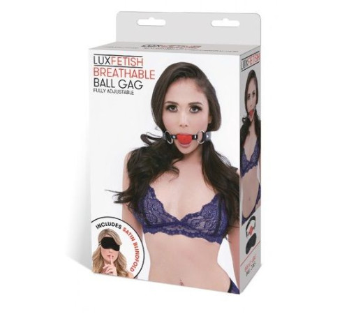 Красный кляп-шарик с отверстиями для дыхания и регулируемым ремешком