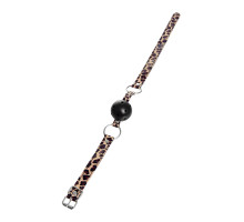 Черный кляп-шар на леопардовых ремешках Anonymo