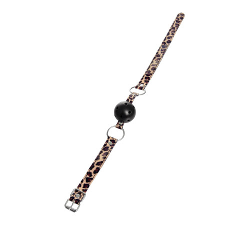 Черный кляп-шар на леопардовых ремешках Anonymo