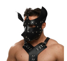 Черная кожаная маска «Собака»