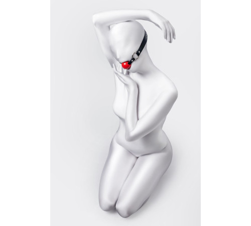 Красный кляп-шар на черных ремешках Anonymo