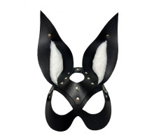 Черная маска зайки с белым мехом на ушках Miss Bunny