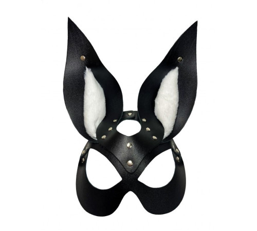 Черная маска зайки с белым мехом на ушках Miss Bunny