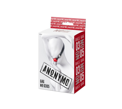 Красный кляп-шар на черных ремешках Anonymo