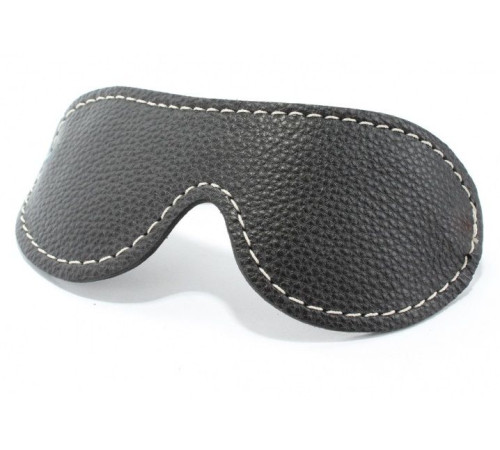Черная кожаная маска на глаза с контрастной строчкой