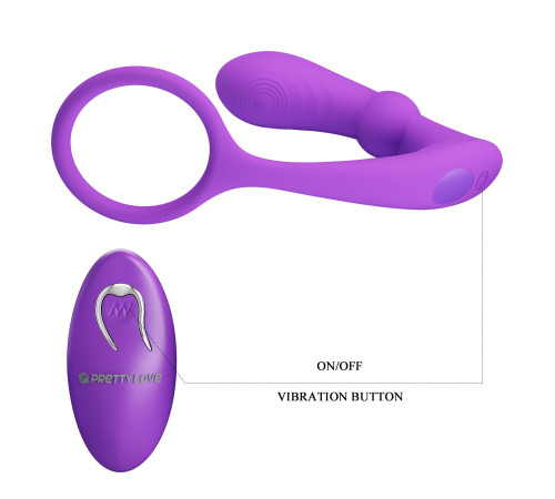 Лиловый вибростимулятор простаты Warren с эрекционным кольцом