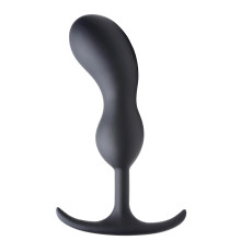 Черный массажер простаты с утяжелителями Premium Silicone Weighted Prostate Plug Large - 18,8 см.