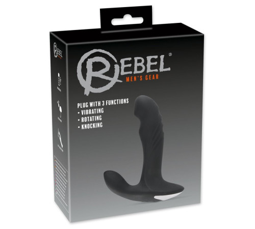 Черный вибромассажер простаты с функцией римминга Plug with Perineum Stimulator - 16,6 см.