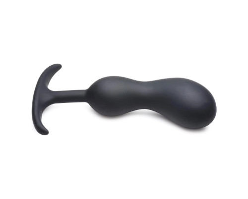 Заказать Черный массажер простаты с утяжелителями Premium Silicone Weighted Prostate Plug Large - 18,8 см.
