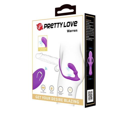 Лиловый вибростимулятор простаты Warren с эрекционным кольцом