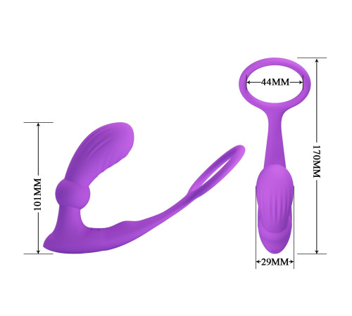 Лиловый вибростимулятор простаты Warren с эрекционным кольцом