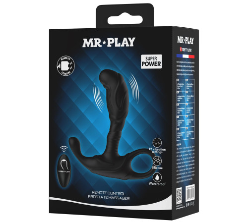 Черный изогнутый массажёр простаты с вибрацией и пультом ДУ