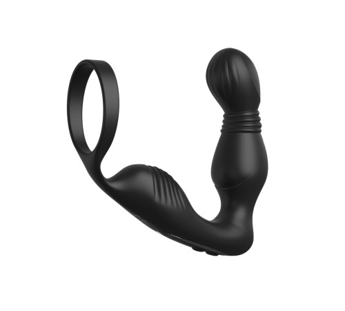 Черный вибростимулятор простаты с эрекционным кольцом Ass-Gasm Pro P-Spot Milker