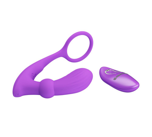 Лиловый вибростимулятор простаты Warren с эрекционным кольцом