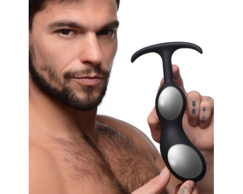 Заказать Черный массажер простаты с утяжелителями Premium Silicone Weighted Prostate Plug XL - 20,8 см.