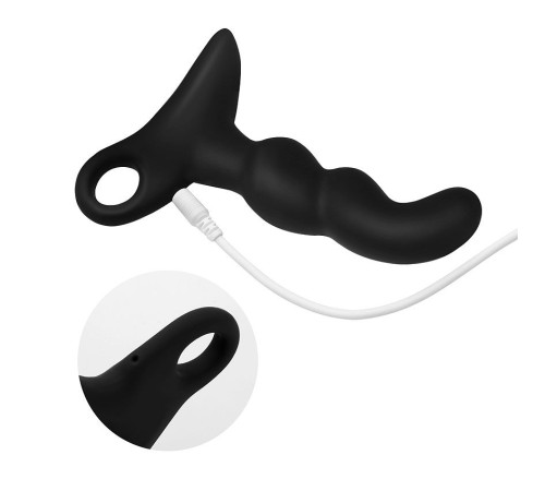 Черный силиконовый анальный вибромассажер-ёлочка Erokay