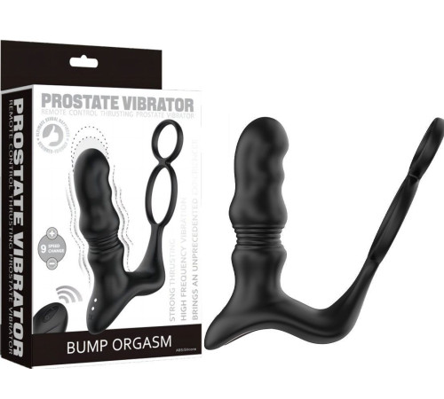 Черный вибростимулятор простаты с поступательными движениями и пультом ДУ