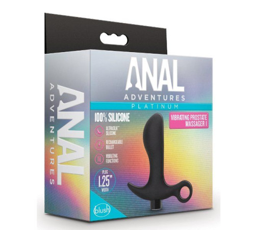 Черный анальный вибратор Silicone Vibrating Prostate Massager 01 - 10,8 см.