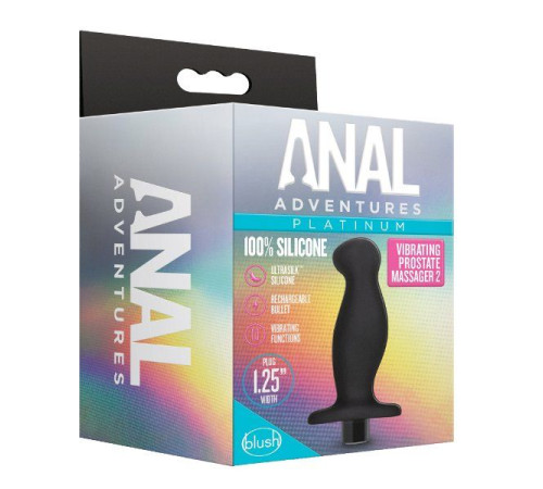 Черный анальный вибромассажёр Silicone Vibrating Prostate Massager 02 - 10,8 см.