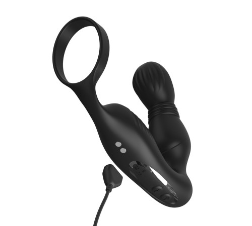 Черный вибростимулятор простаты с эрекционным кольцом Ass-Gasm Pro P-Spot Milker