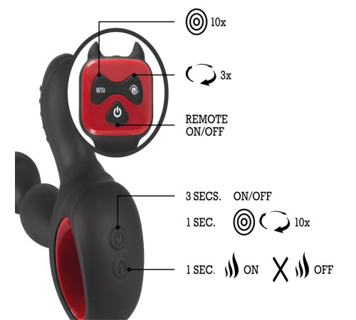 Черный вибромассажер простаты с нагревом и ротацией Prostate Plug - 14,5 см.