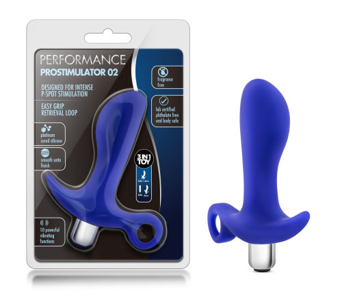 Синий стимулятор простаты с ручкой-кольцом Performance Prostimulator 02