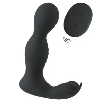 Черная анальная пробка с вибрацией, вращением и пультом ДУ RC Butt Plug with 2 Functions