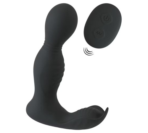 Черная анальная пробка с вибрацией, вращением и пультом ДУ RC Butt Plug with 2 Functions