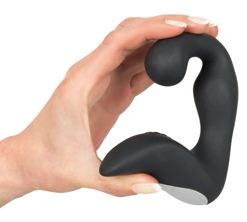 Черный перезаряжаемый стимулятор простаты с вибрацией - 14,6 см.