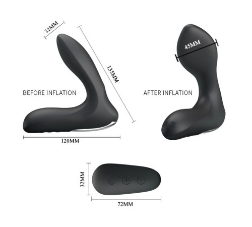 Массажер простаты Nasreddin с функцией расширения и пультом ДУ - 13,5 см.