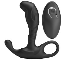 Черный изогнутый массажёр простаты с вибрацией и пультом ДУ