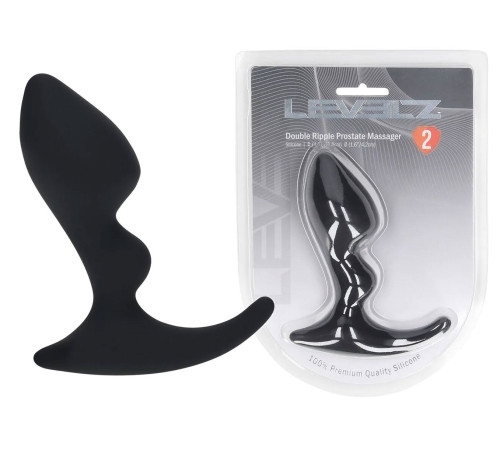 Черная анальная пробка для массажа простаты Double Ripple Silicone Prostate Massager