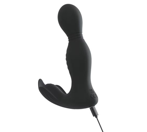 Черная анальная пробка с вибрацией, вращением и пультом ДУ RC Butt Plug with 2 Functions